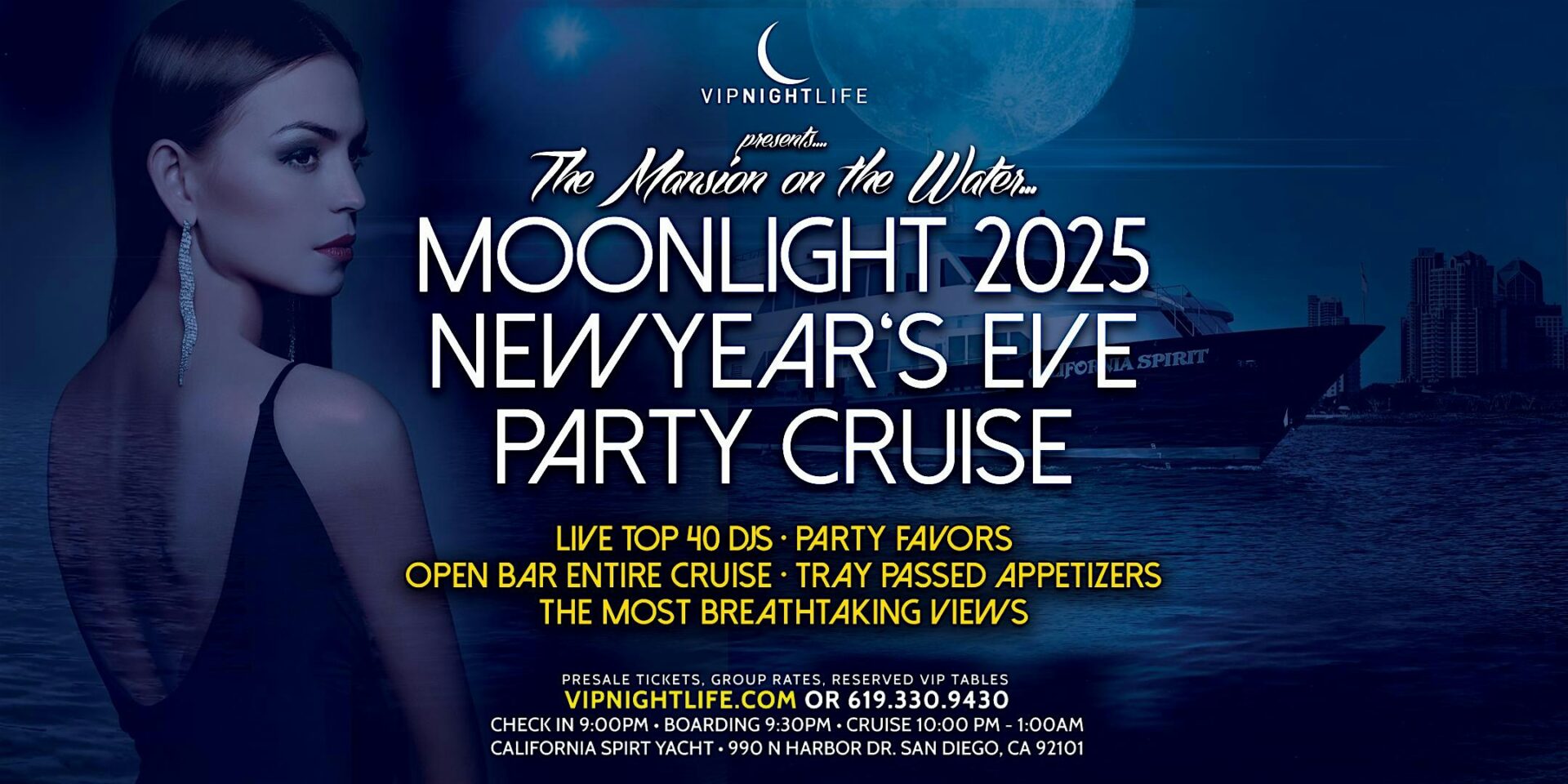 2025 San Diego New Year’s Eve Pier Pressure Moonlight Cruise Pier