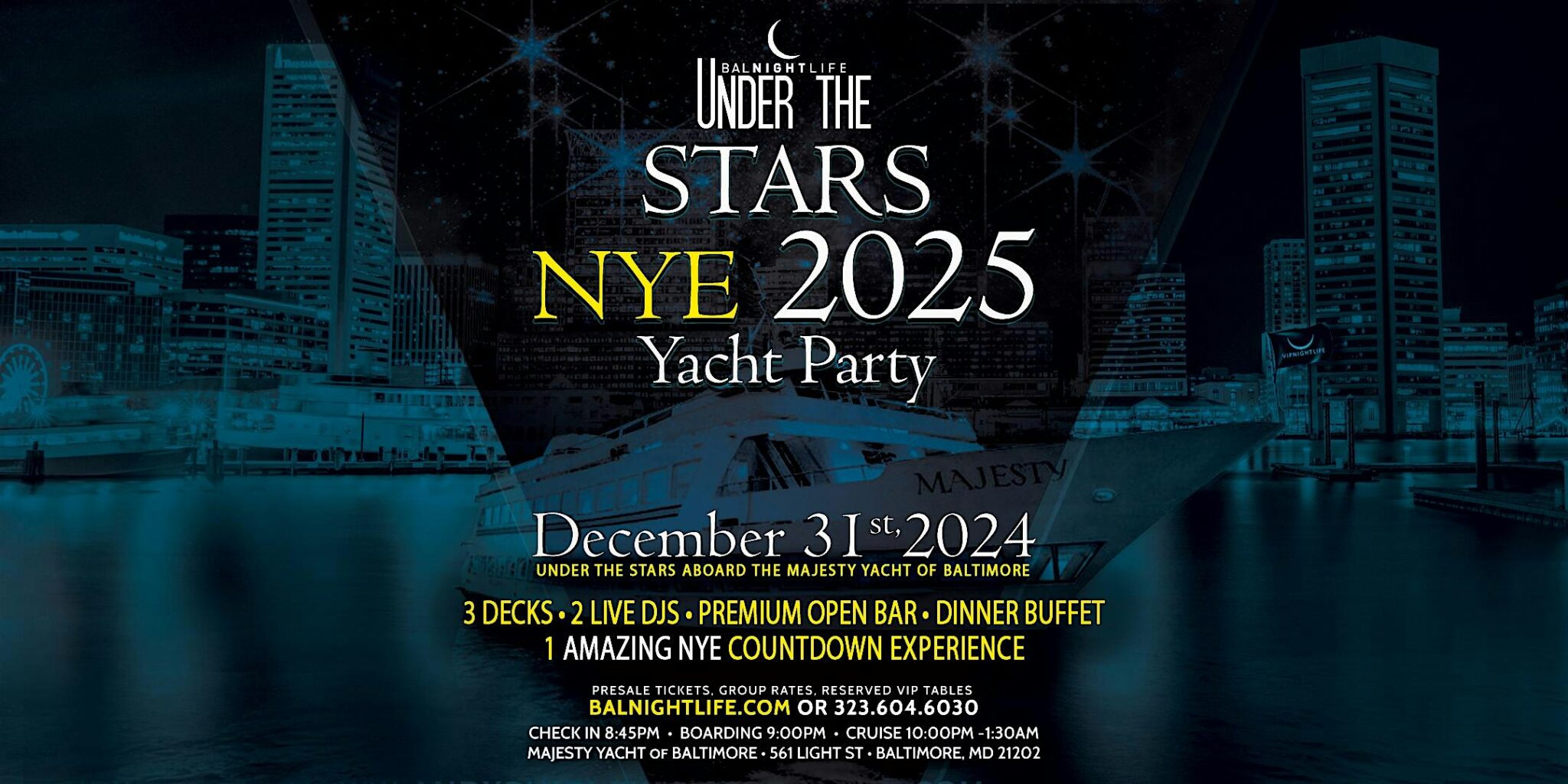 Baltimore Under the Stars New Year’s Eve Yacht Party 2025 Pier Pressure