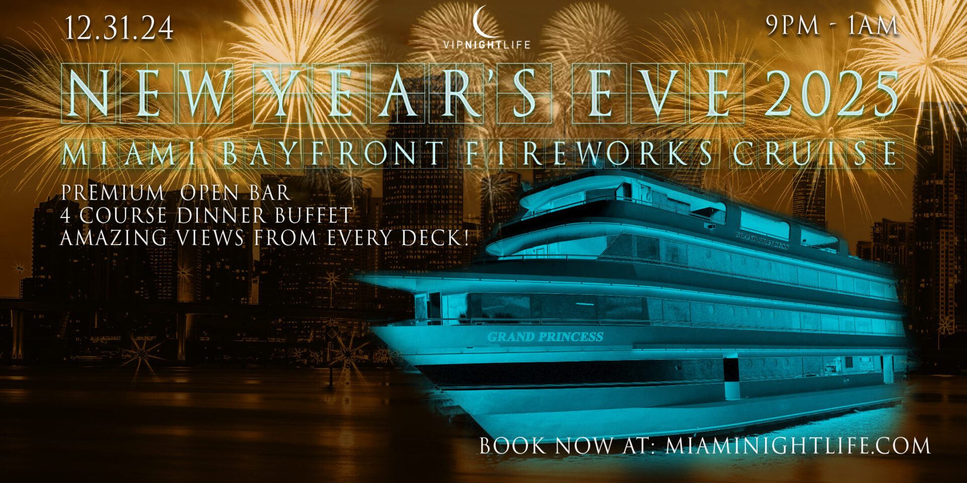 Miami New Years Eve Party 2025 Bayfront Park Fireworks Cruise Pier Pressure